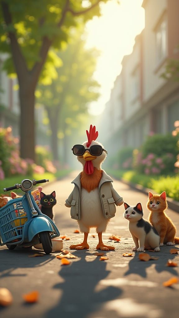 Confident Chicken Seeks Bike Racing Challenge from Charming...