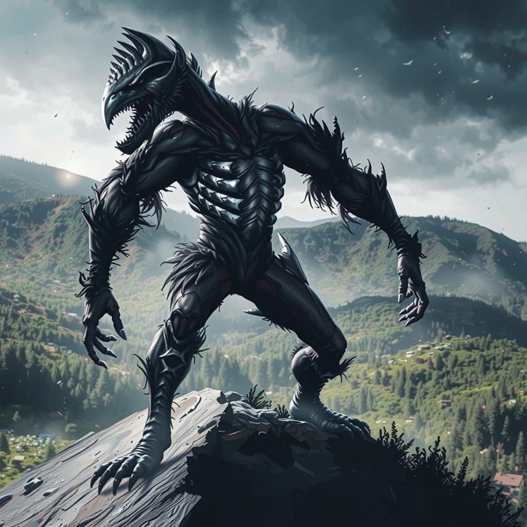 Ryuk from Death Note on Mountain: Horror Art