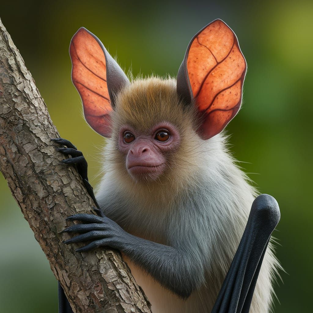 Realistic Monkey Bat Hybrid in a Tree, 4K Photo