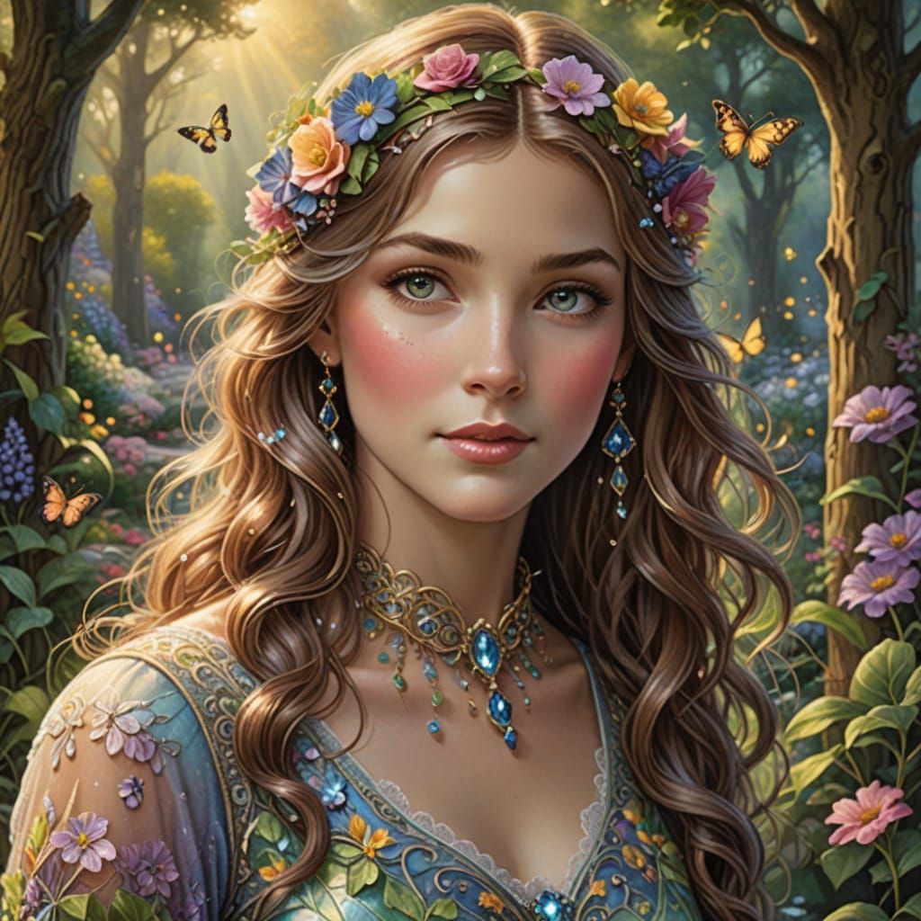 A goddess in paradise garden.