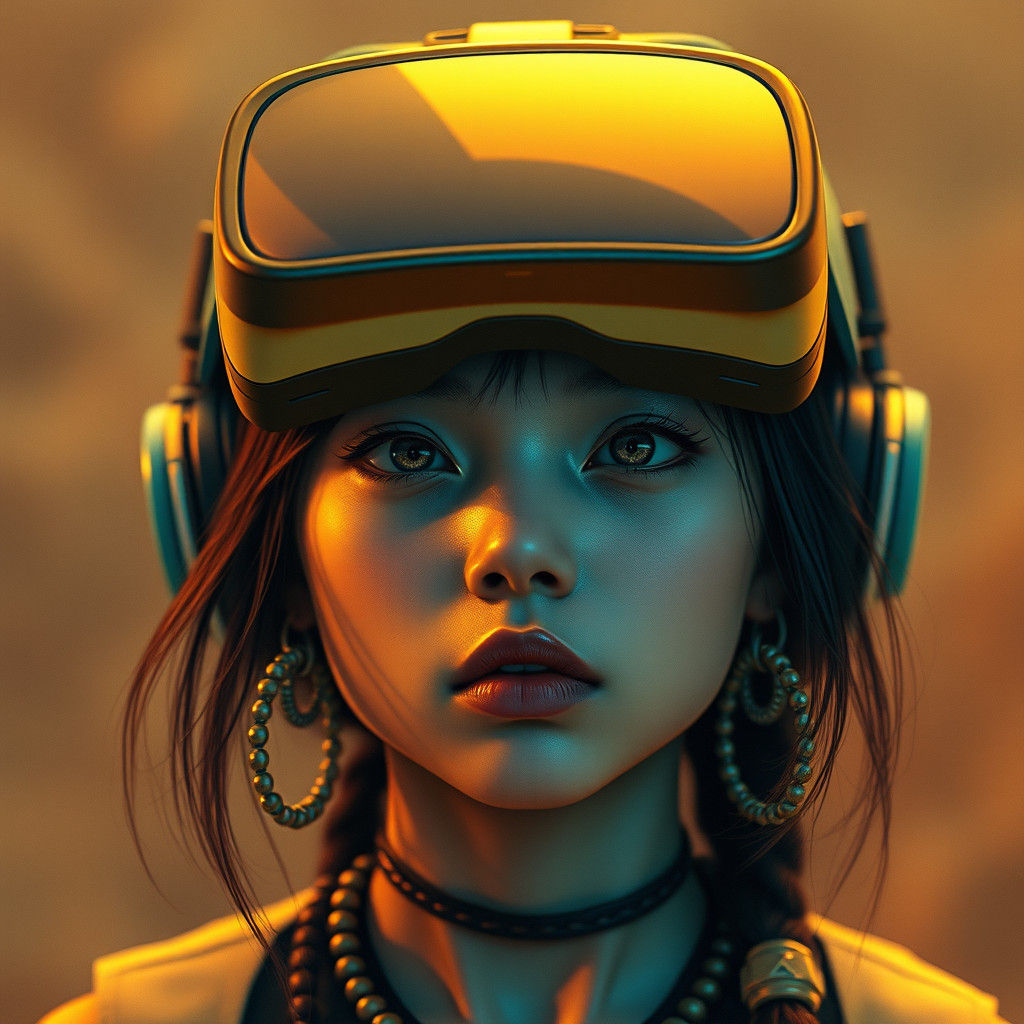 Girl in VR Goggles: Cinematic Portrait in Artgerm Style