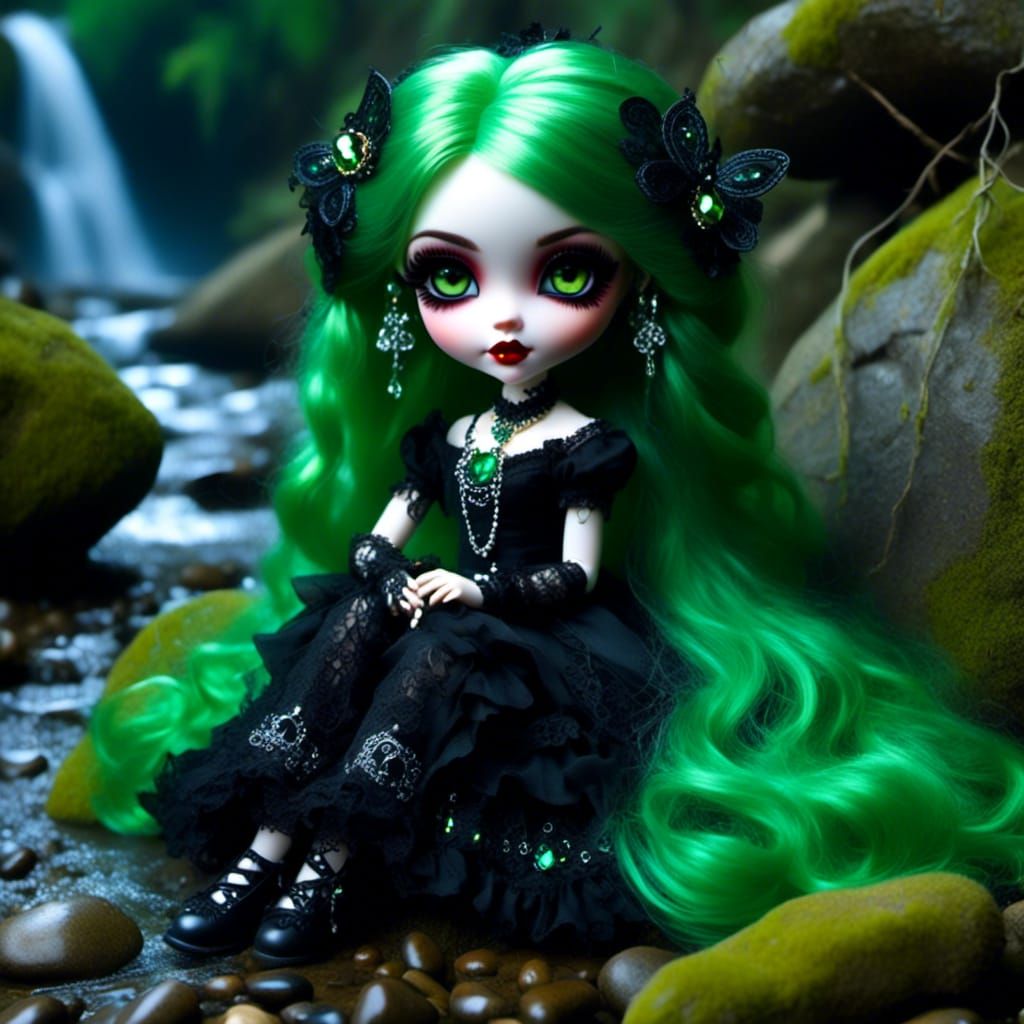 Photorealistic Goth Doll Portrait in High Resolution