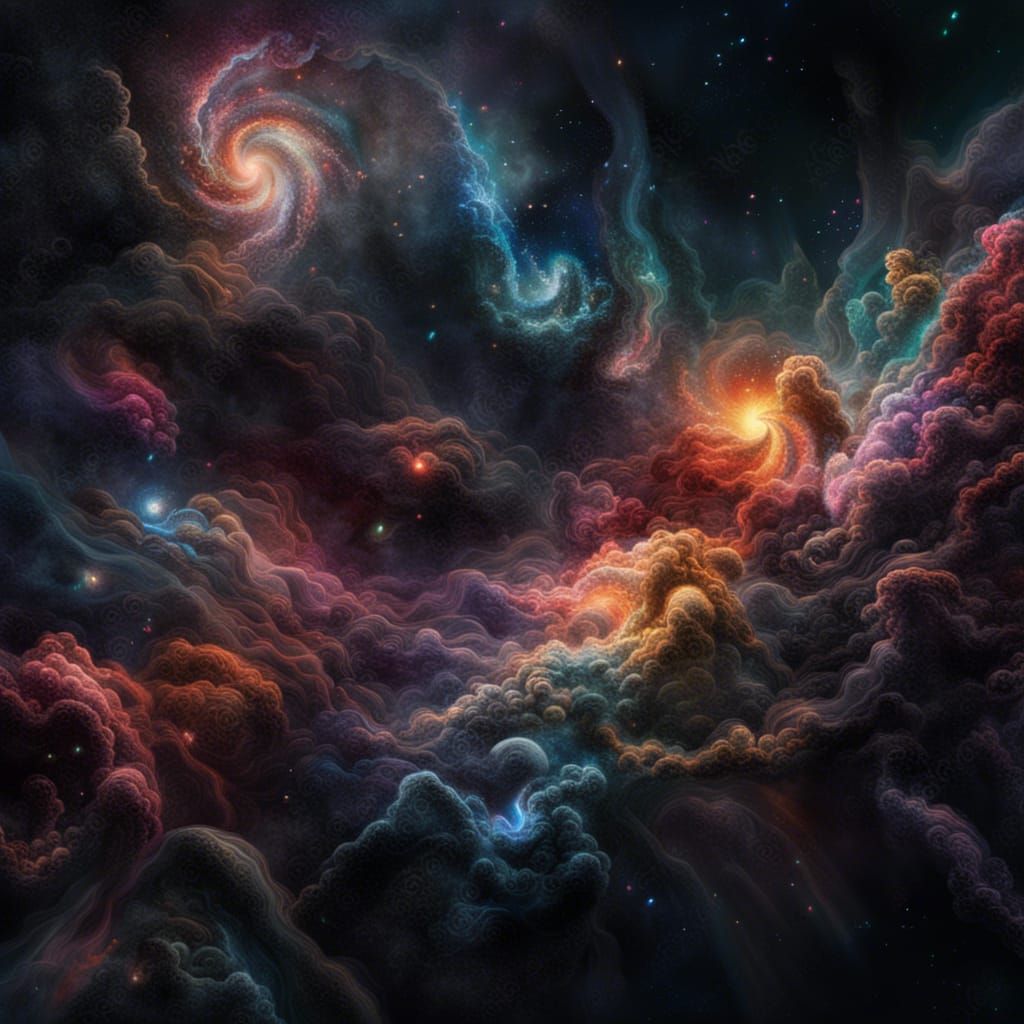 Multicolored Charcoal Galaxies: Digital Matte Painting