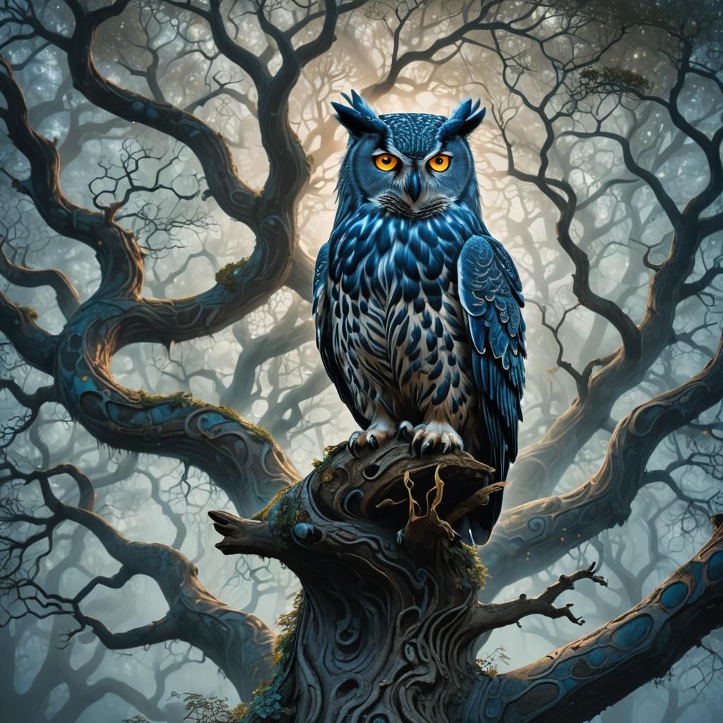 Six-Armed Owl Leopard King in Ethereal Fantasy Art