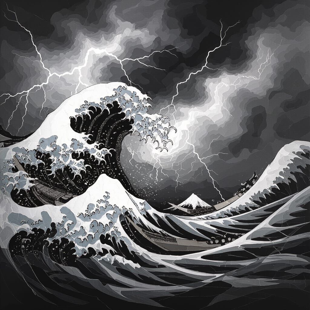 Apocalyptic Storm: Abstract Black and White Expression