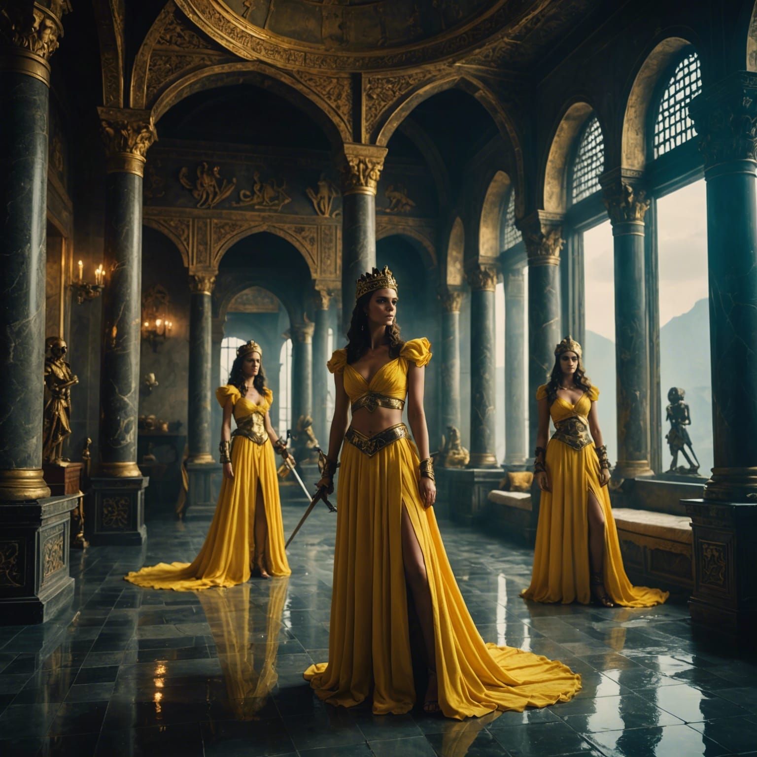 Harem Ladies and Warriors in a Cloud Castle