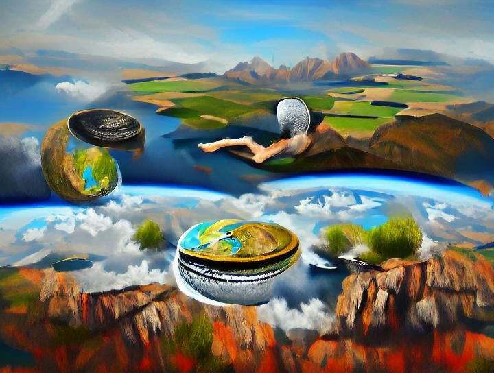 Flat Earth Flips: Digital Acrylic Illustration