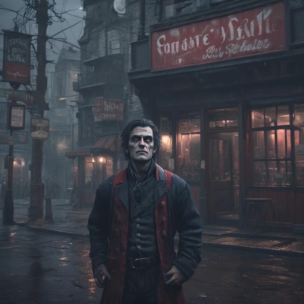 Gloomy Sweeney Todd Portrait on Highland Street
