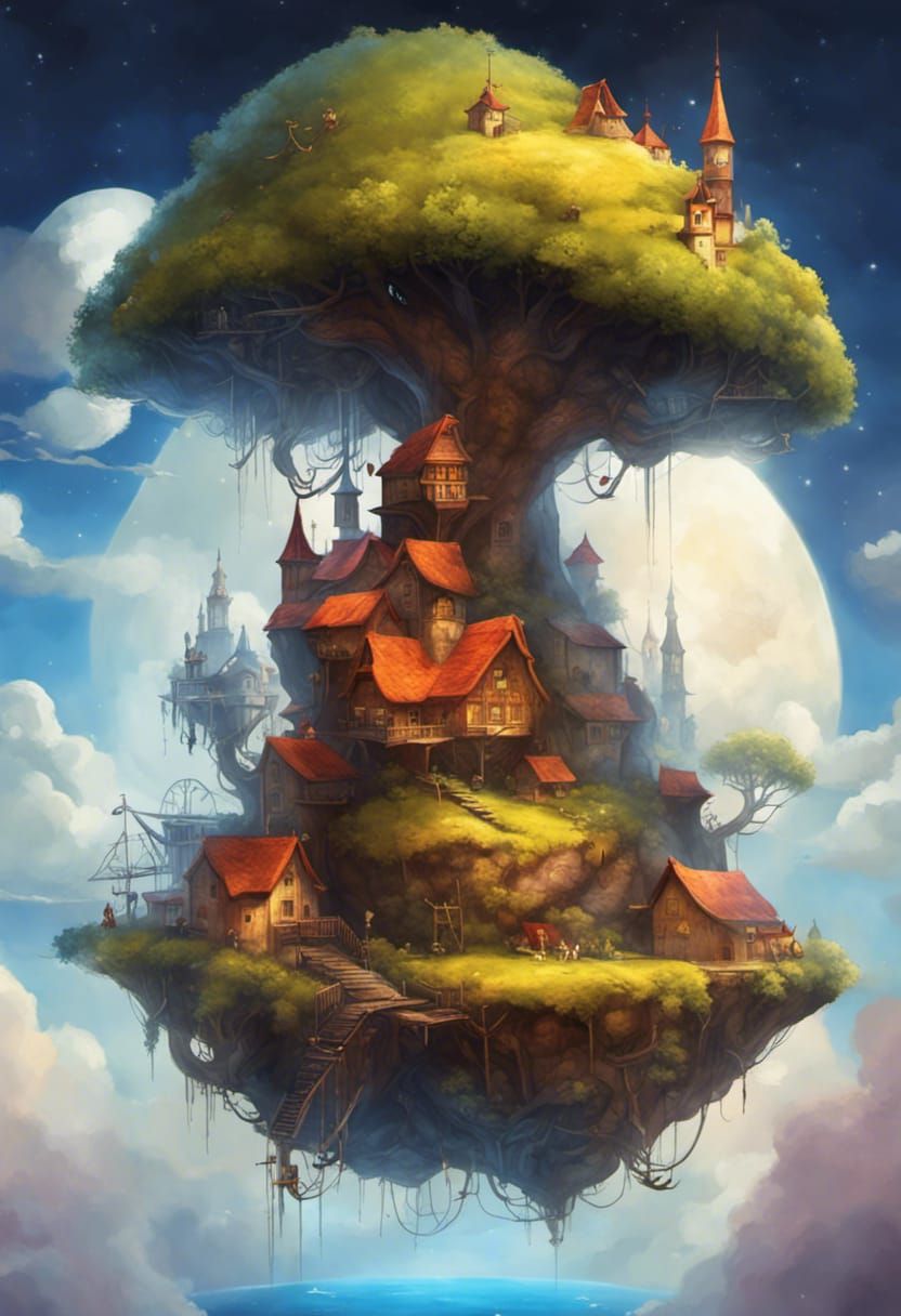 whimsical city in the clouds