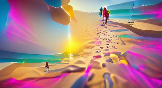 Solitary Beach Walk on a Sunny Day