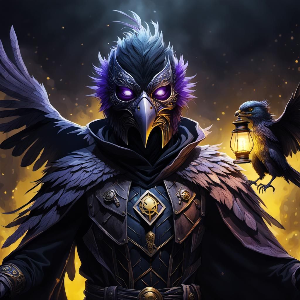 Fearful Bird-Man Leader in Dark Fantasy Style