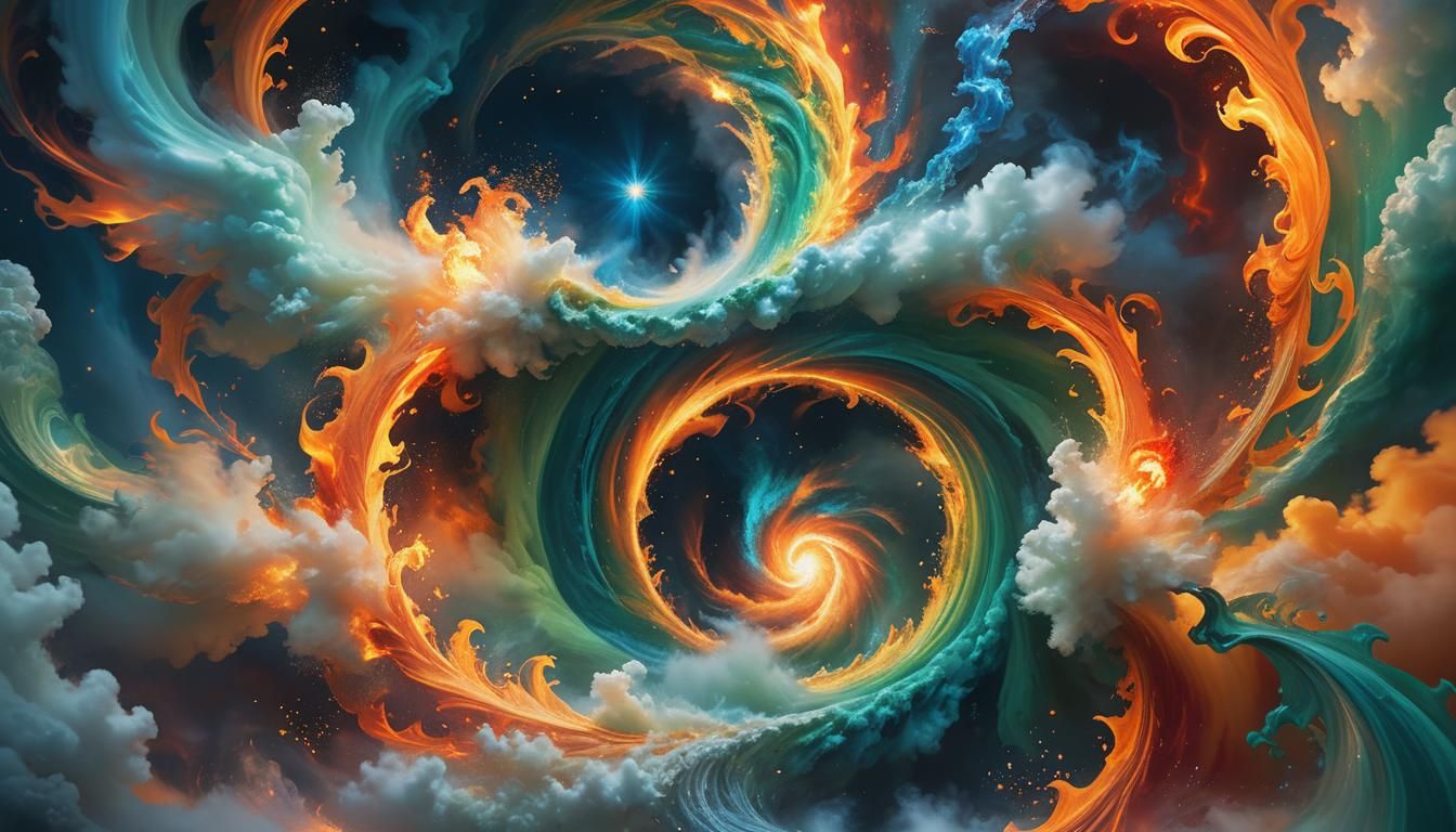 Vibrant Elements Swirling in Fantasy Concept Art