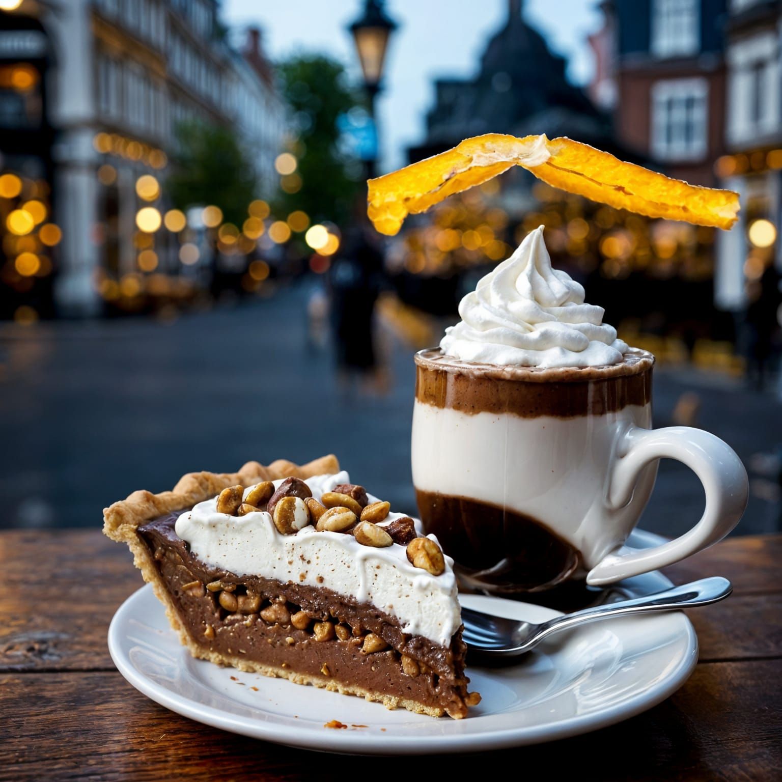 Hot Chocolate and Pumpkin Pie Still Life