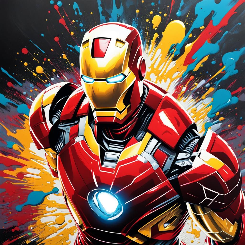 Iron Man in Graffiti Art Style