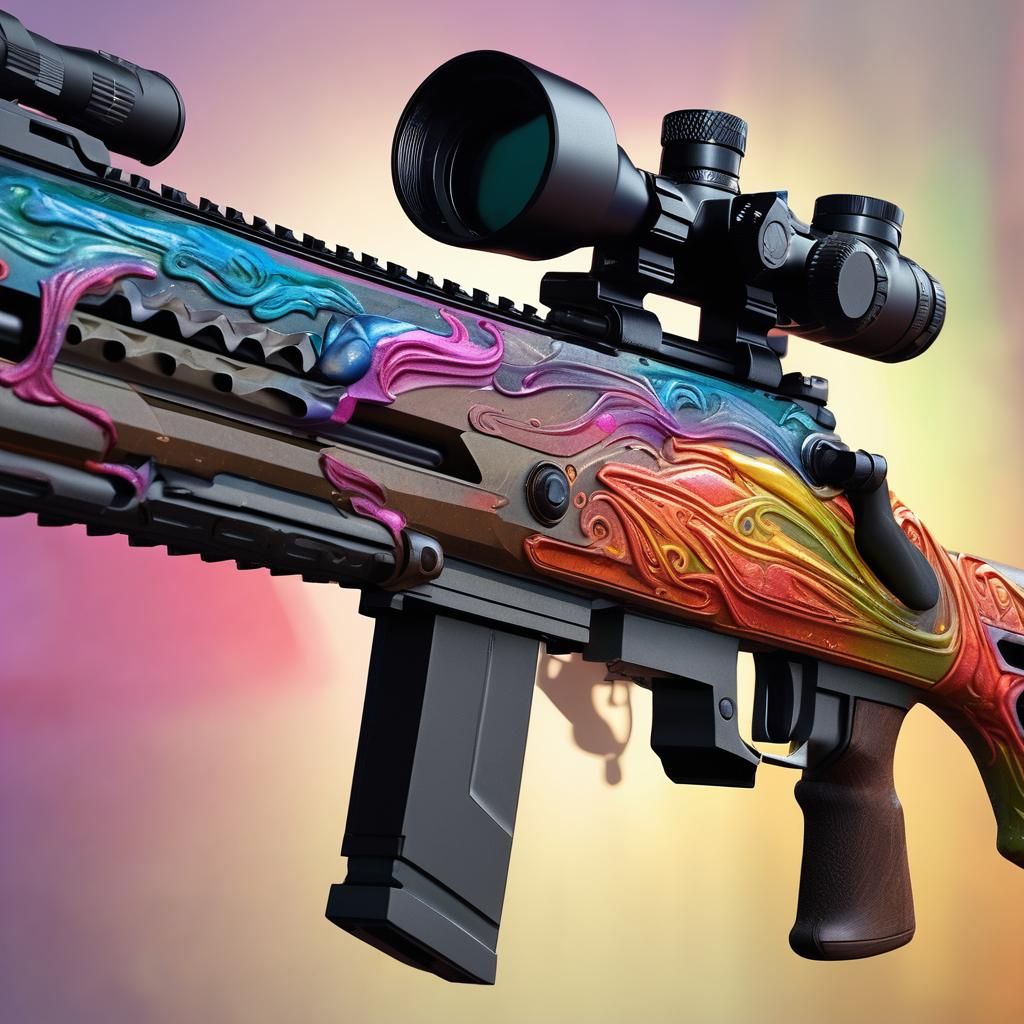 Hyperrealistic Rifle in Splash Art Style