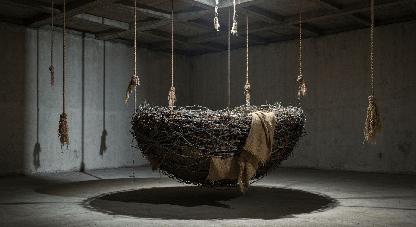 Disturbing Barbed Wire Nest Installation in Dubuffet Style