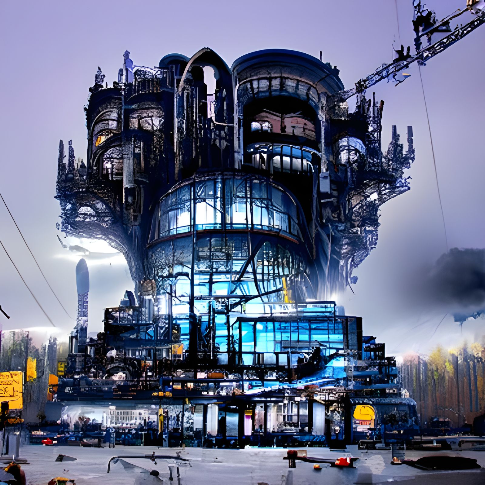 High-Tech Gothic Villain Lair: Digital Illustration