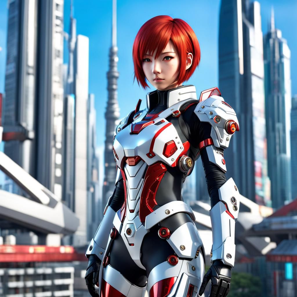 Anime Girl in Futuristic Combat Suit