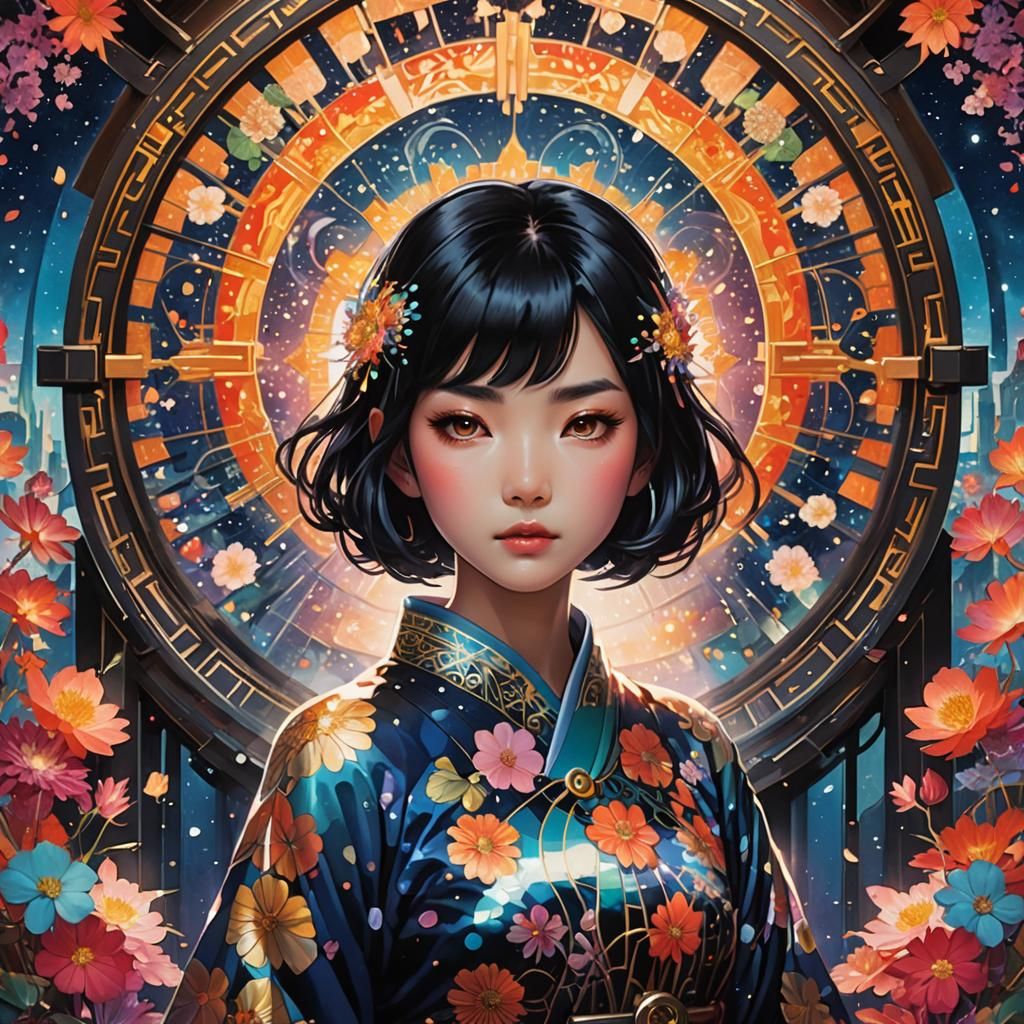 Ethereal Japanese Girl at Sci-Fi Portal