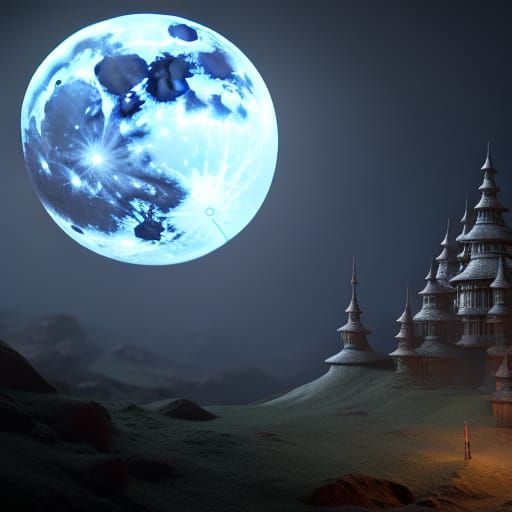 Detailed Matte Painting of a Full Moon