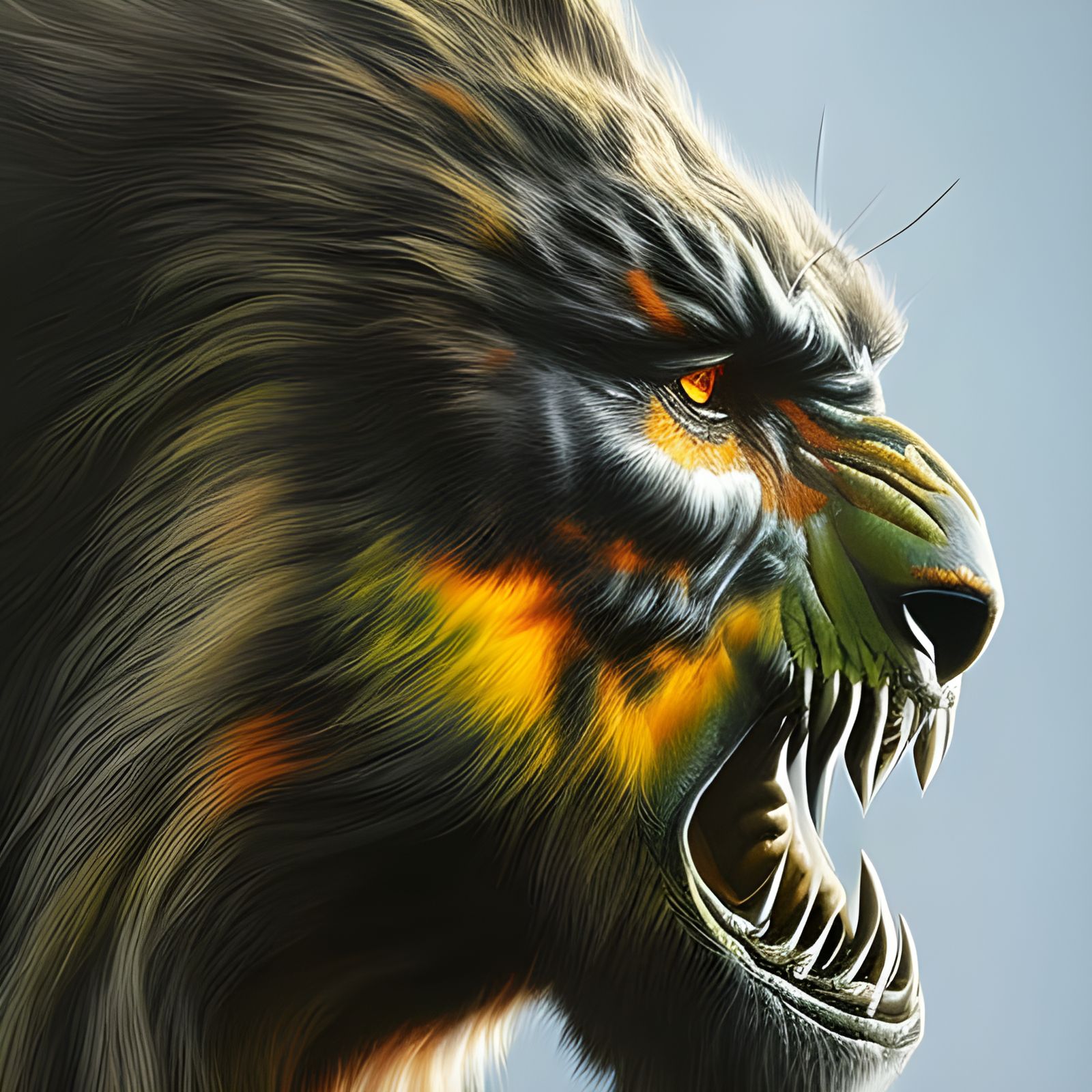Hyperrealistic Predator Portrait in Splash Art Style