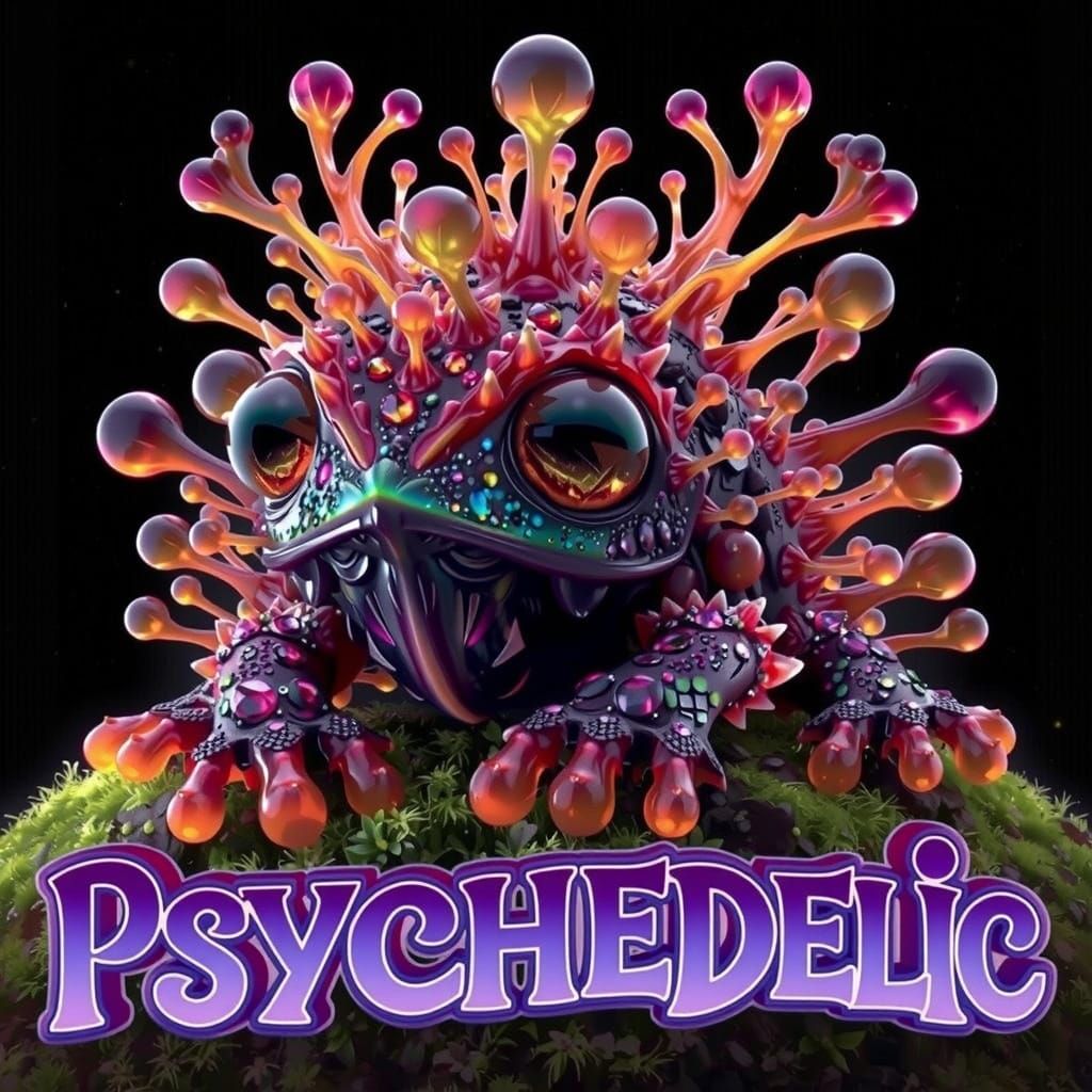 Otherworldly Amphibian Creature in Vibrant, Triadic Colors