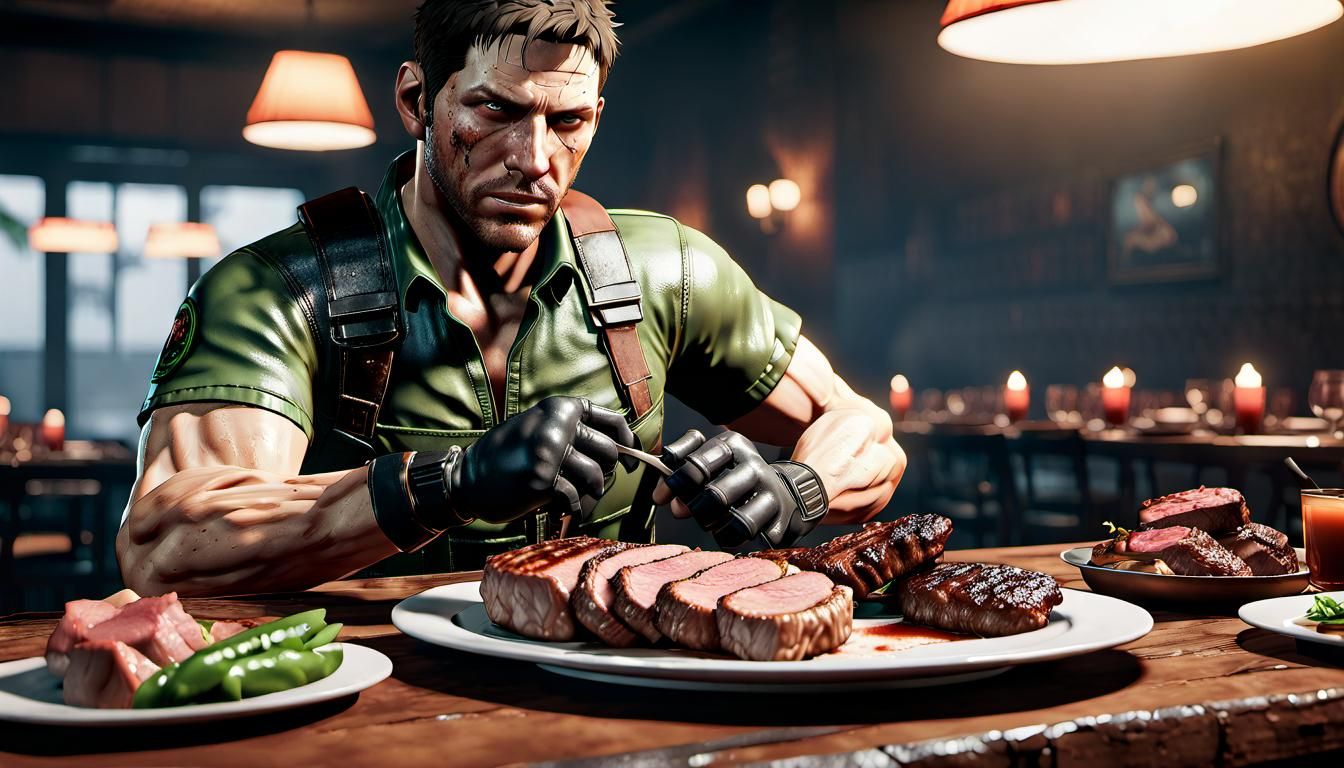 Chris Redfield at a Steakhouse