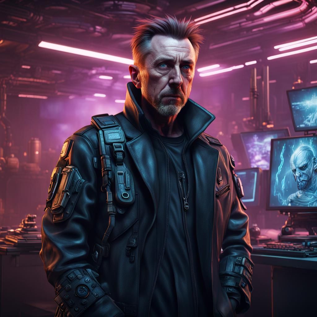 Cyberpunk Character Portrait of Tim Roth