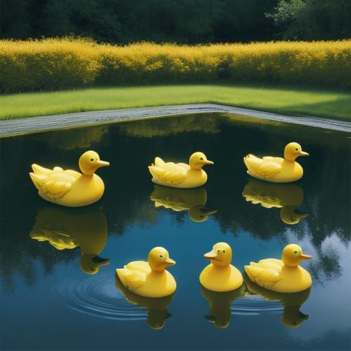 Hypermodernist Masterpiece: Yellow and Blue Rubber Ducks on ...