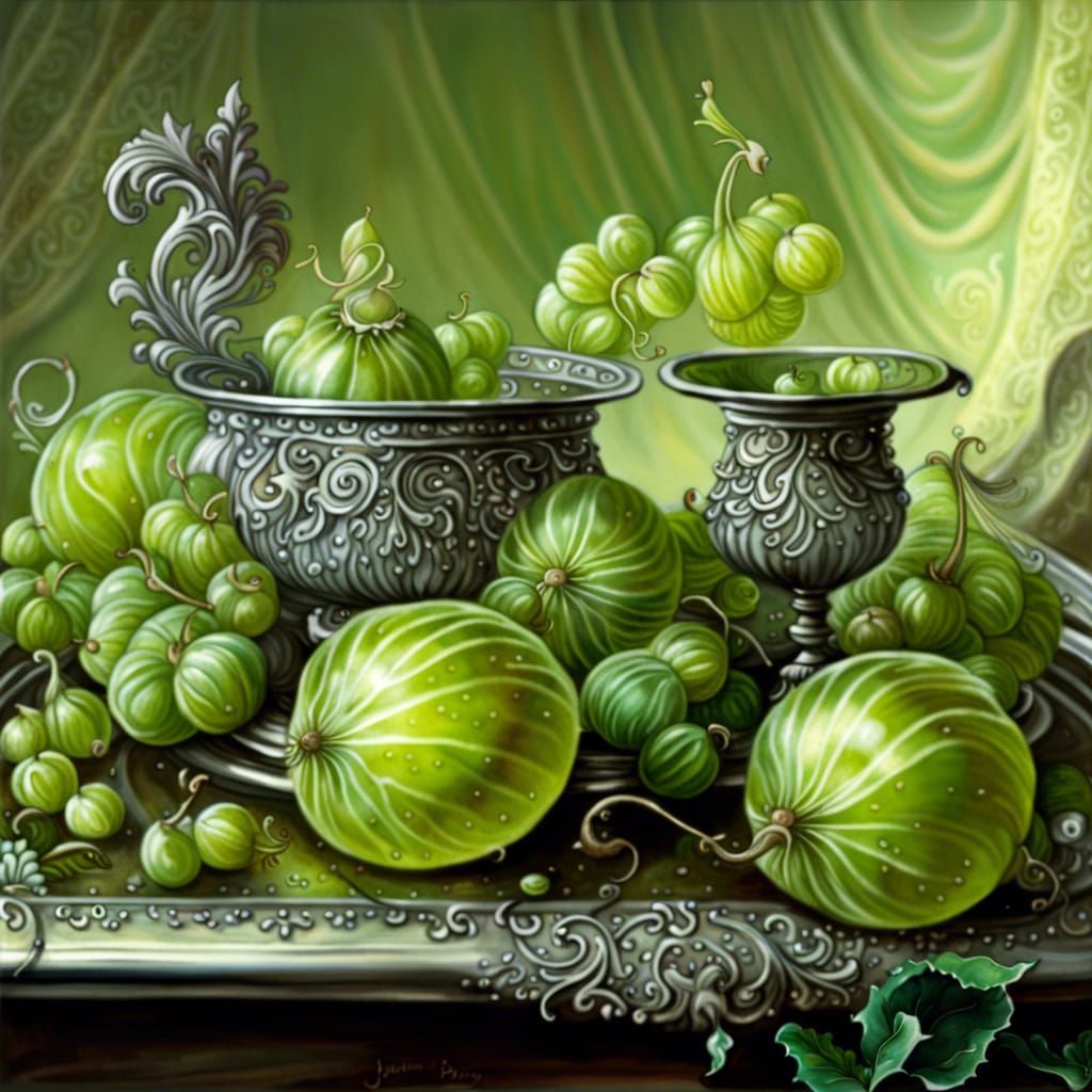 Gooseberries Still Life in a Surrealist Style