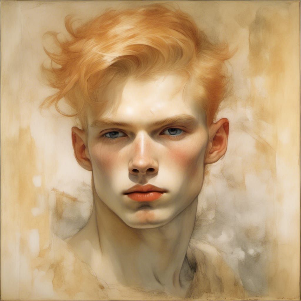 Abstract Tonalist Painting of a Strawberry-Blonde Man