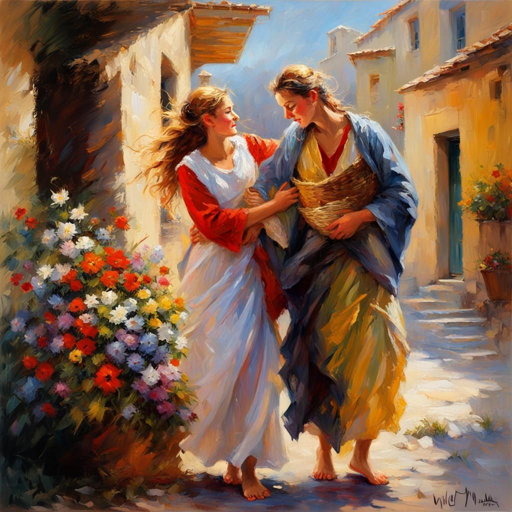 Bethlehem: Christ's Birth in Impressionist Impasto Style