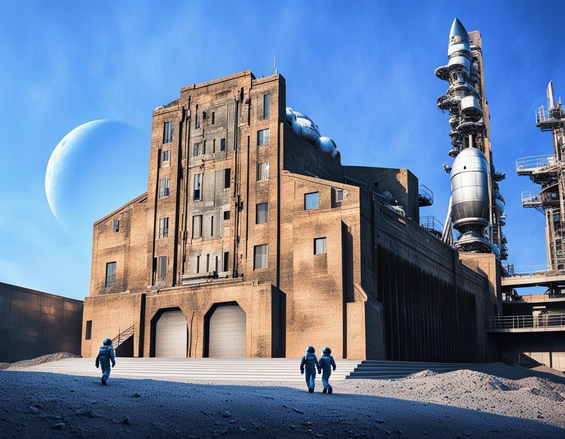 Ominous Sci-Fi Scene with Astronauts and Spaceship