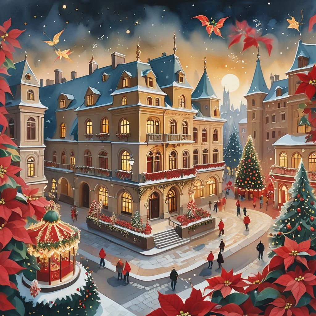 Whimsical City Square in Festive Fantasy Landscapes