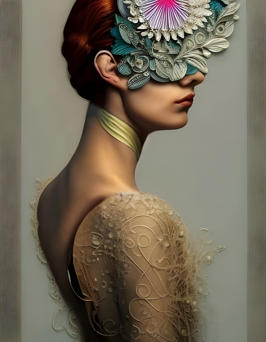 Intricate Surreal Portrait of Woman in Collage Style
