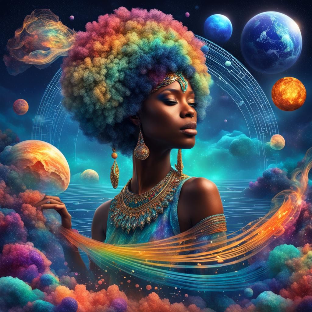 Afrofuturistic Siren's Cosmic Serenade