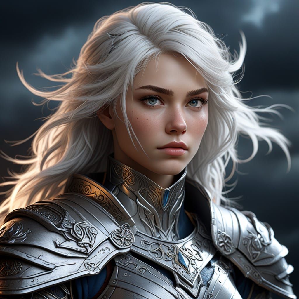 Warrior Queen Portrait with Crystalline Hair