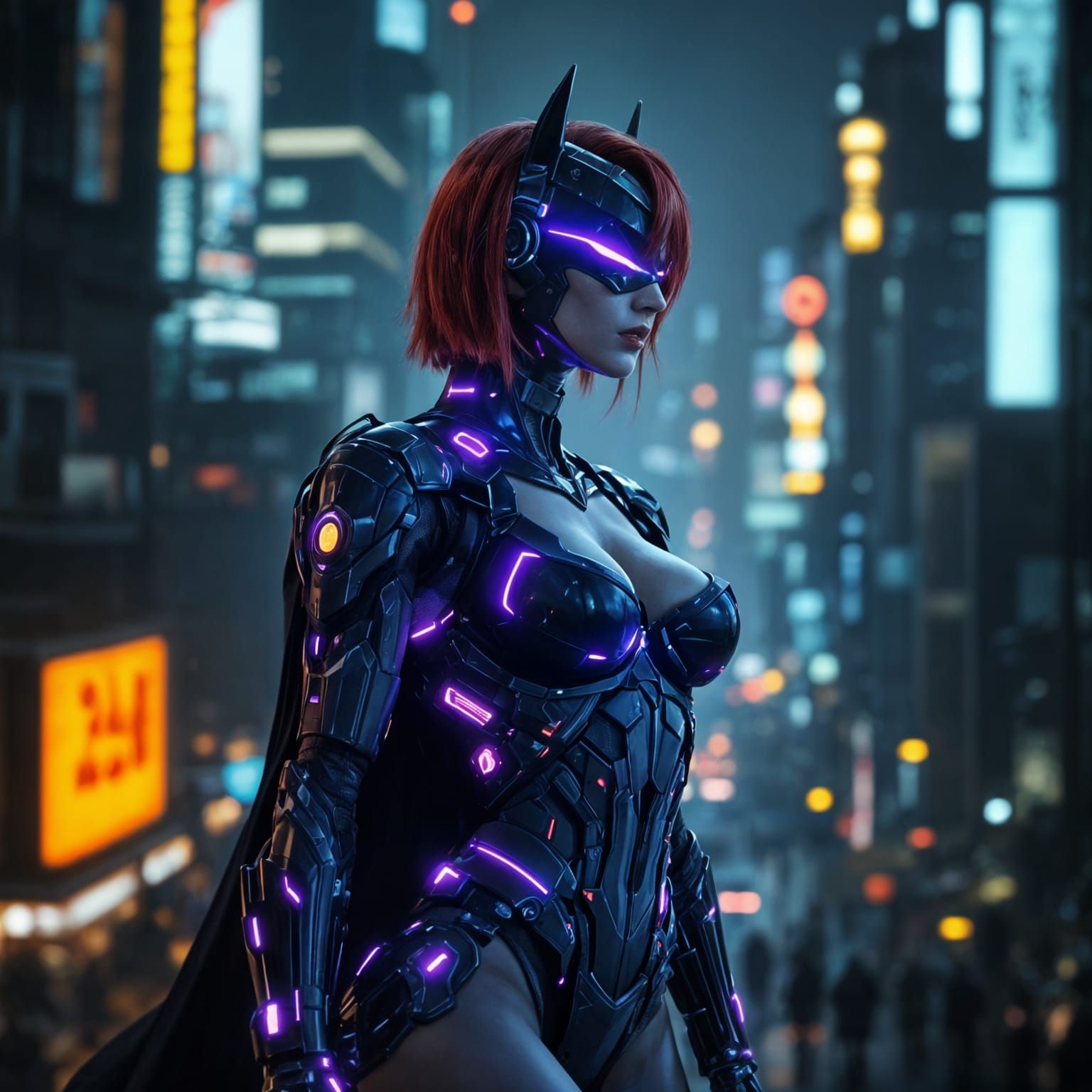 Sleek Bionic Heroine in Cyberpunk Armor