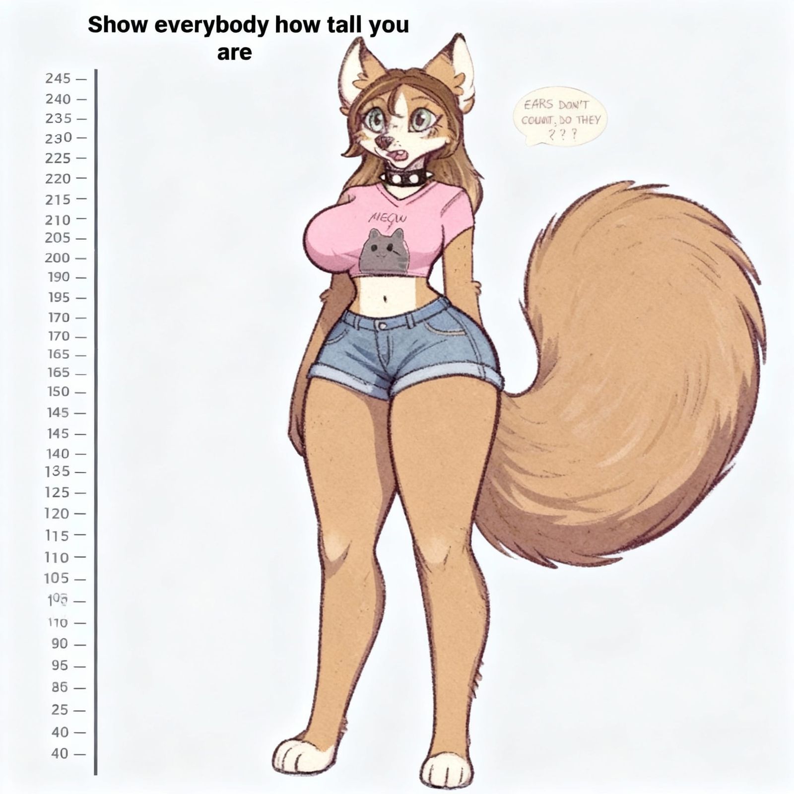 Giant Hourglass Figure Character in Jean Shorts