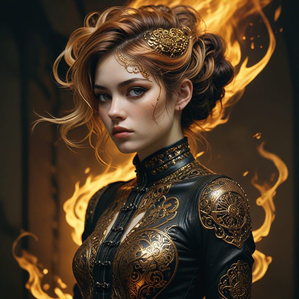 Ethereal Sumerian Punk Princess with Intricate Filigree and ...