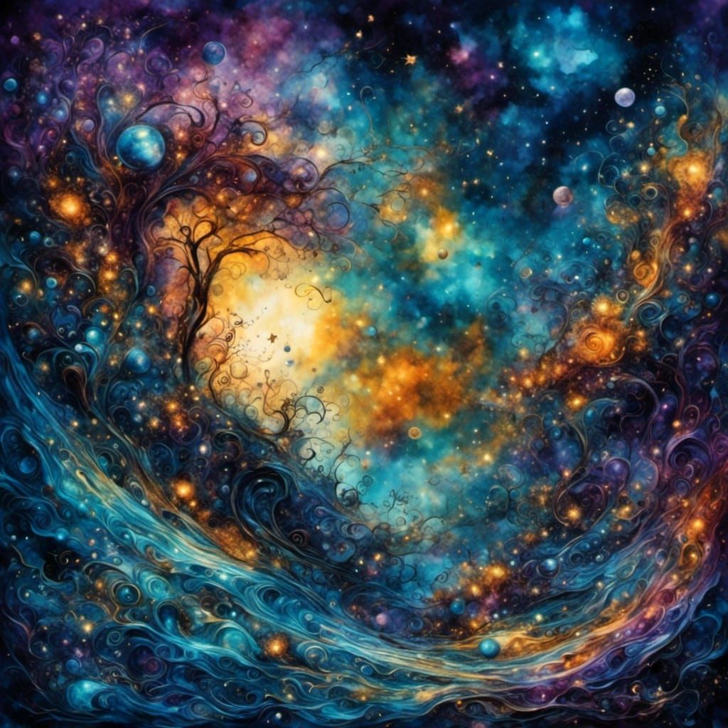 Paint Can Spill Reveals Starry Night in Surreal Photorealism