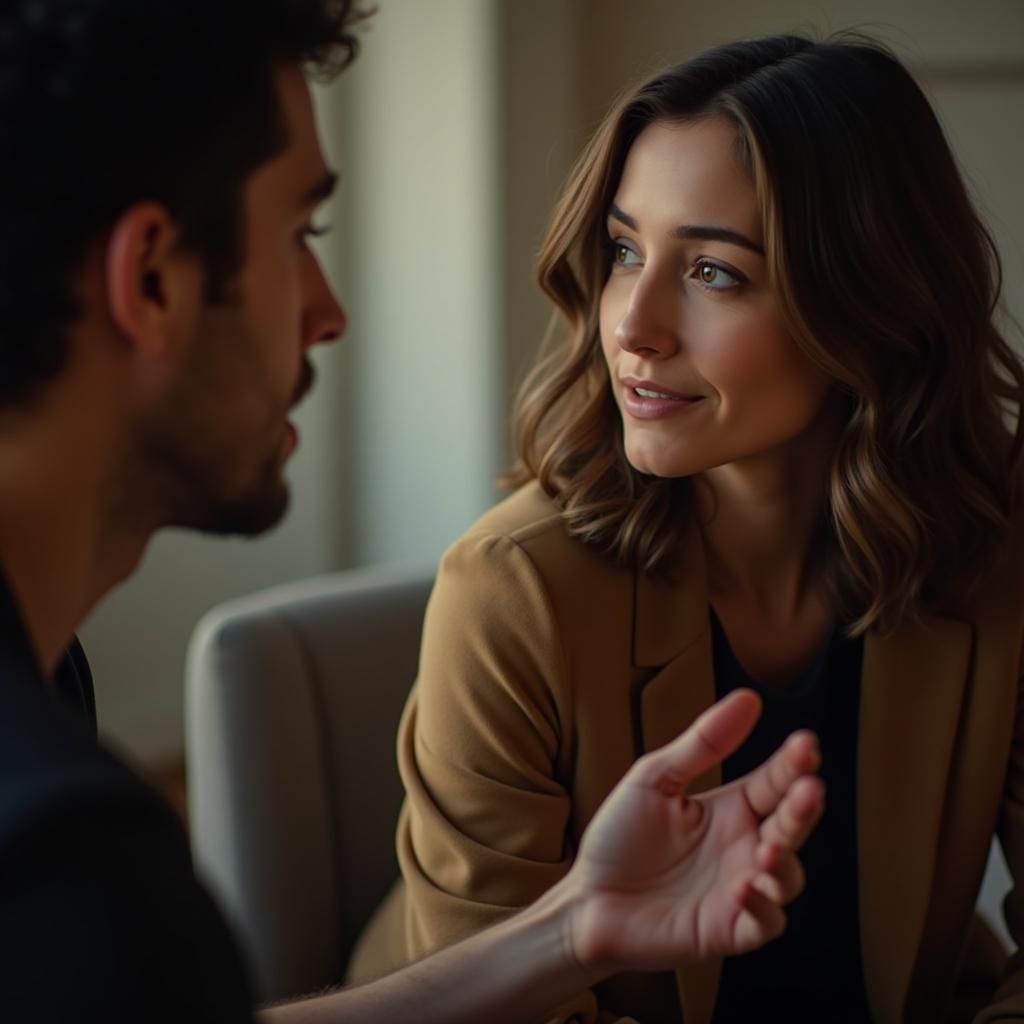 Attentive Listener in Softly Lit Studio Portrait