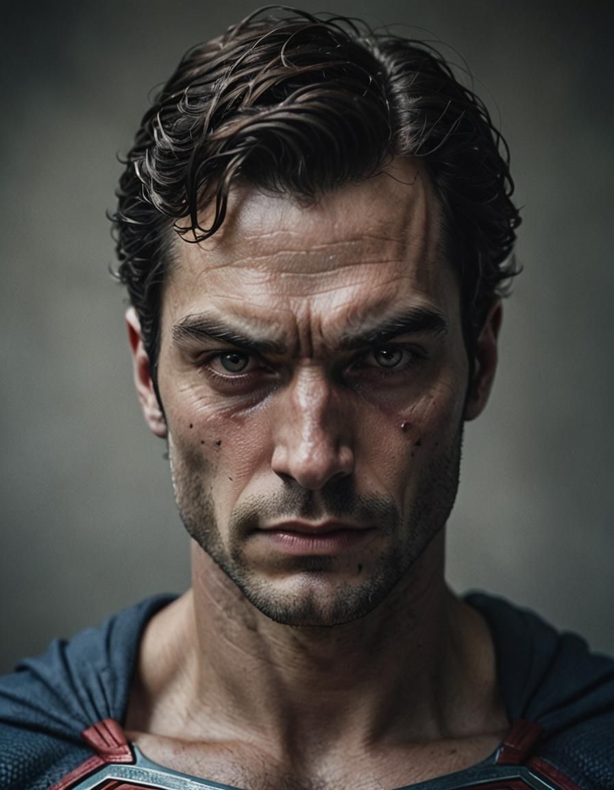 Superman Portrait in Ambient Light, Street Photography Style