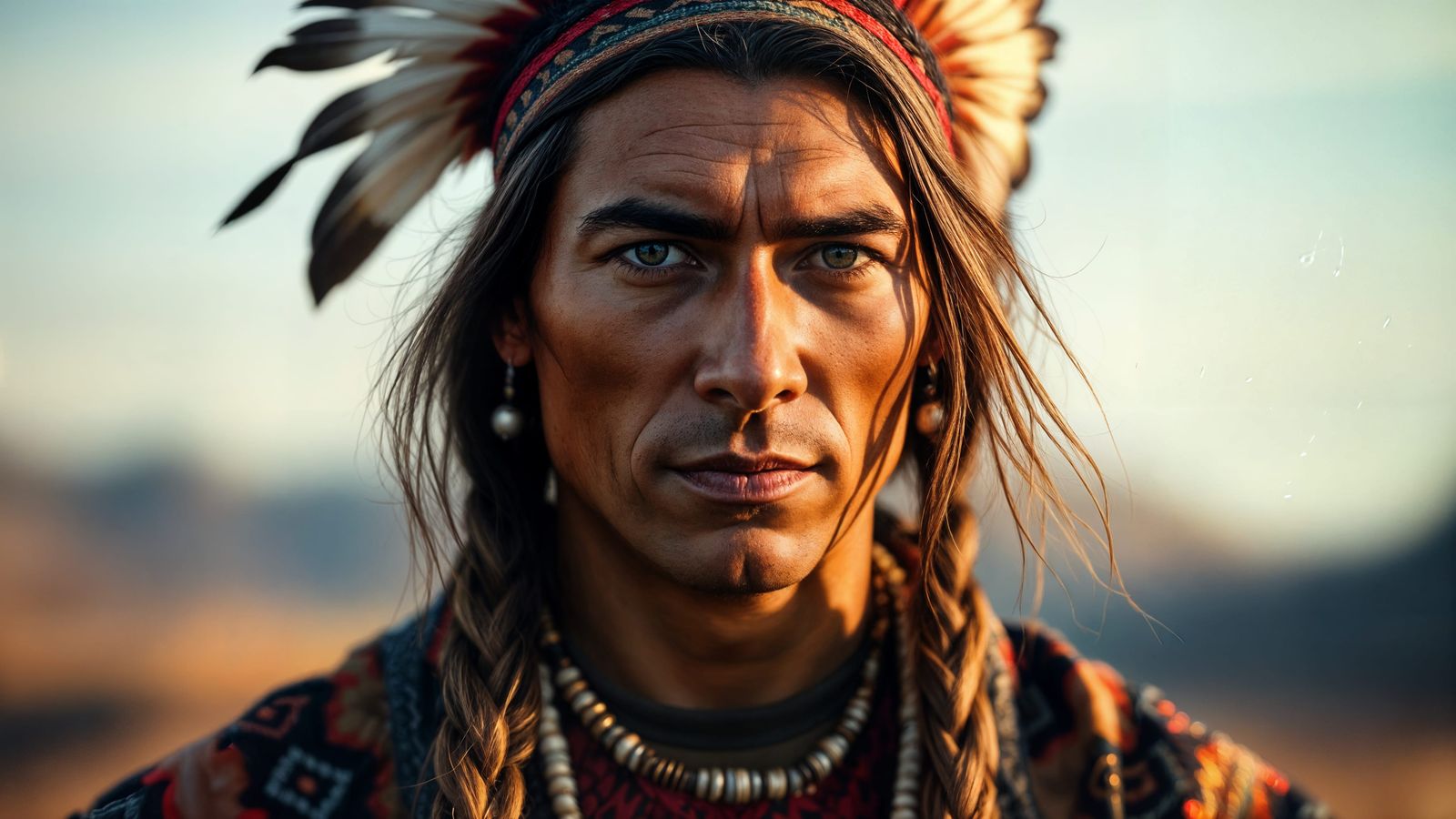 Native American Musician Portrait in Realistic Style