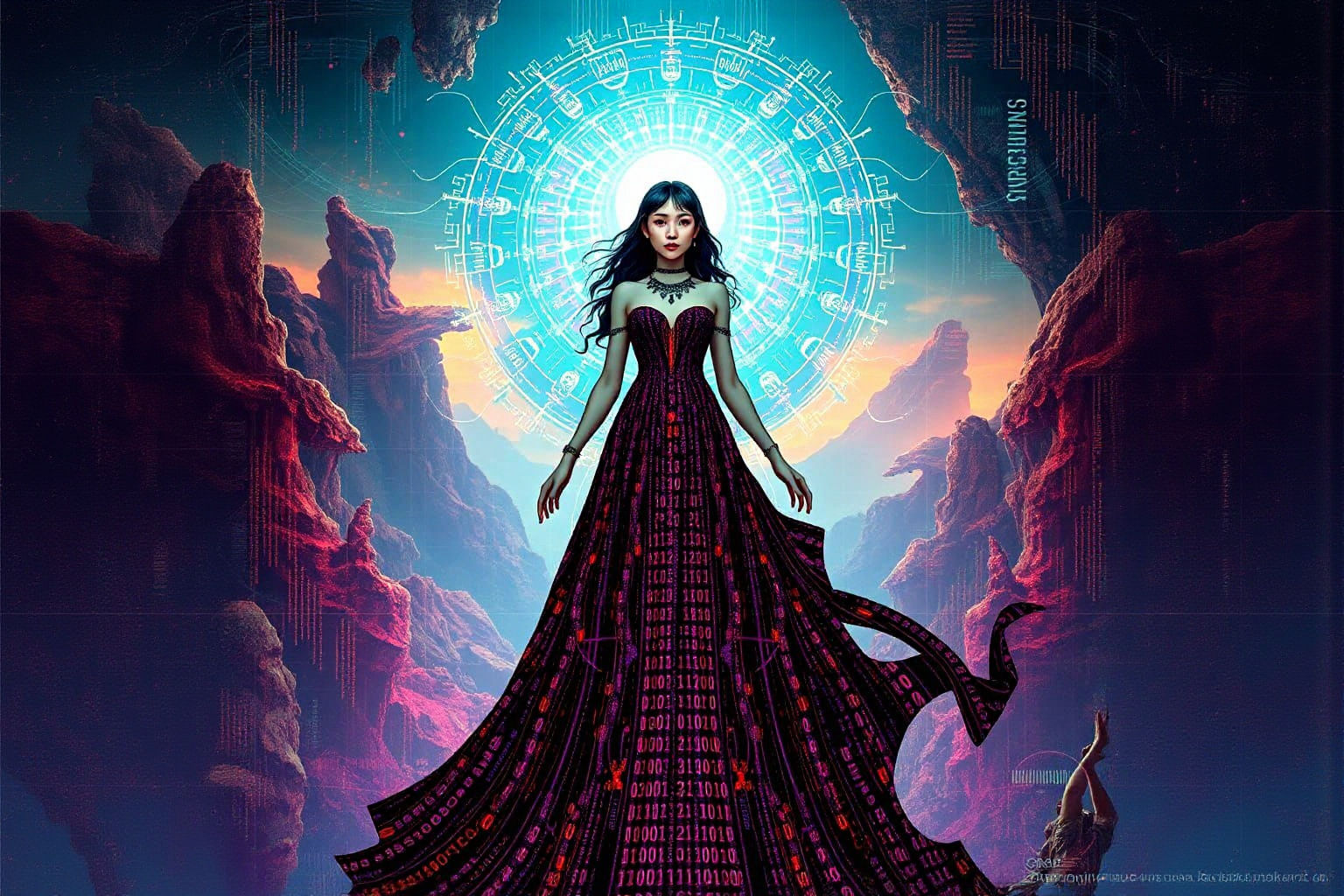 Digital Oracle Before Portal in Art Nouveau Fantasy Style