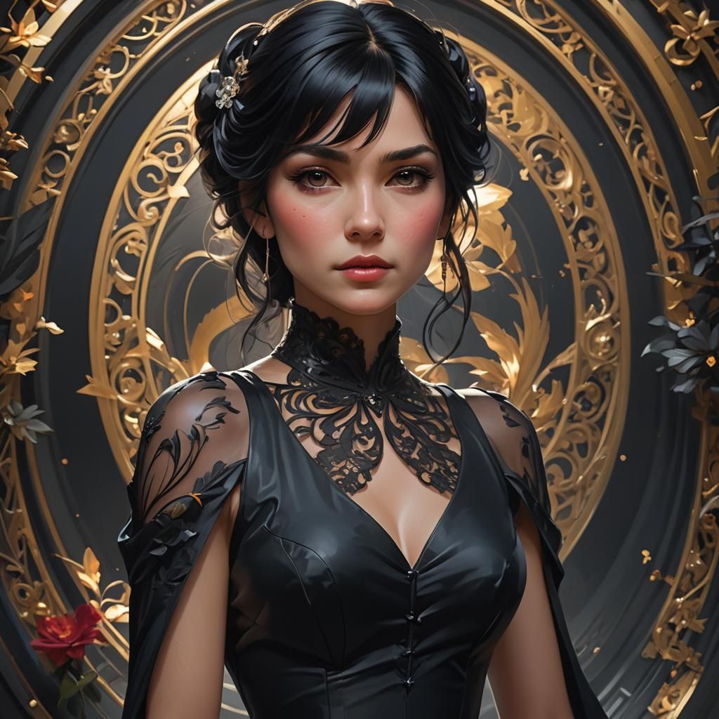 French Woman Portrait in Hyperdetailed Digital Art