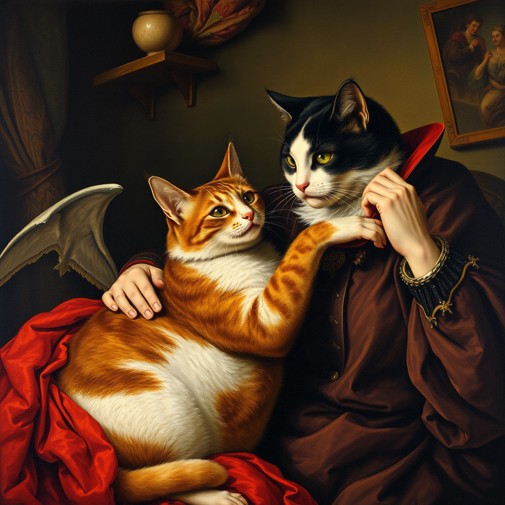 Noble Vampire Cat: A Fusion of Artistic Styles