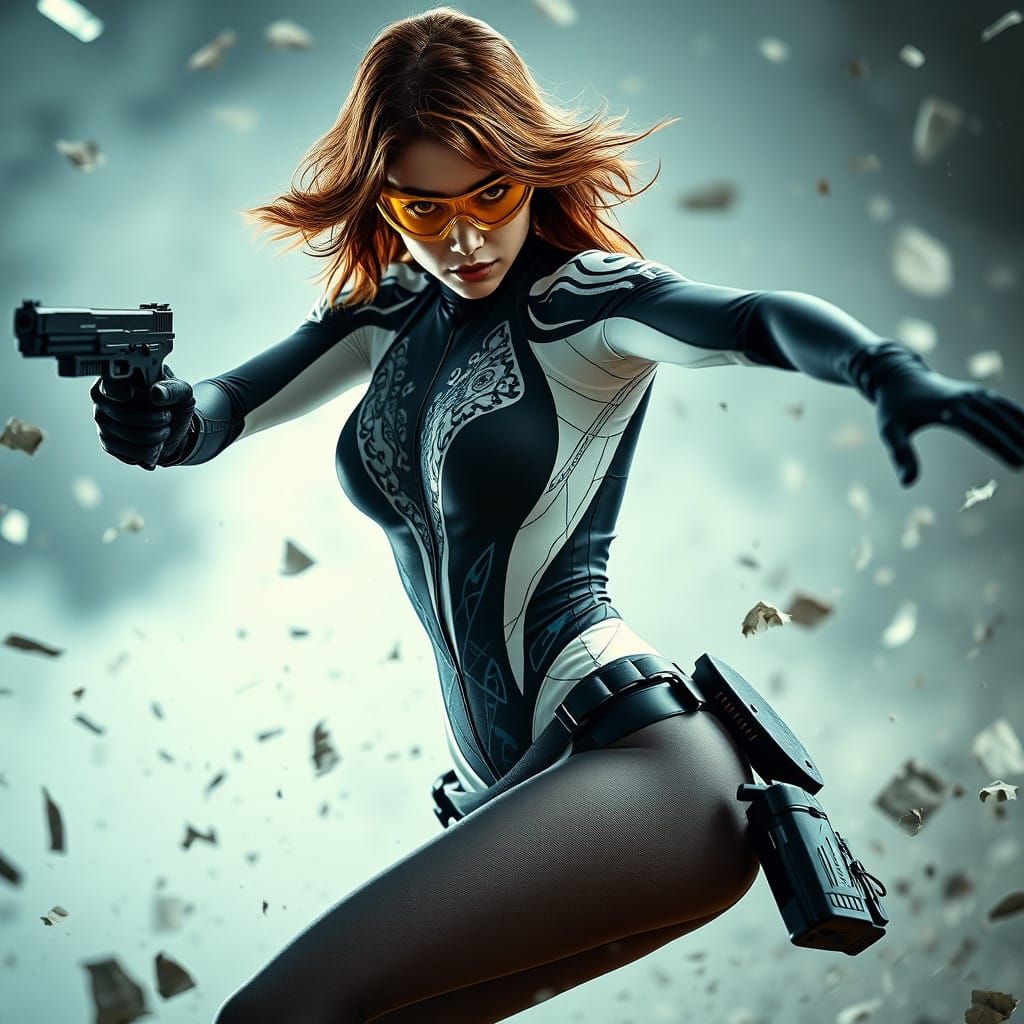 Deadly Female Spy in Combat Pose