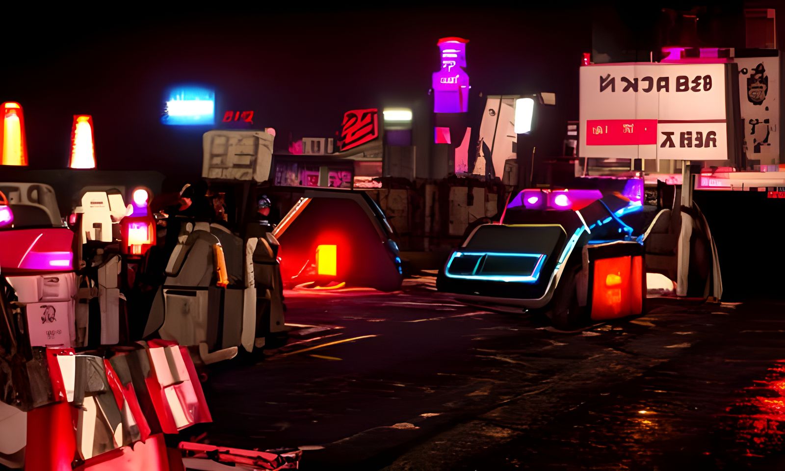 Cyberpunk Rebel Checkpoint in Neon Dystopia