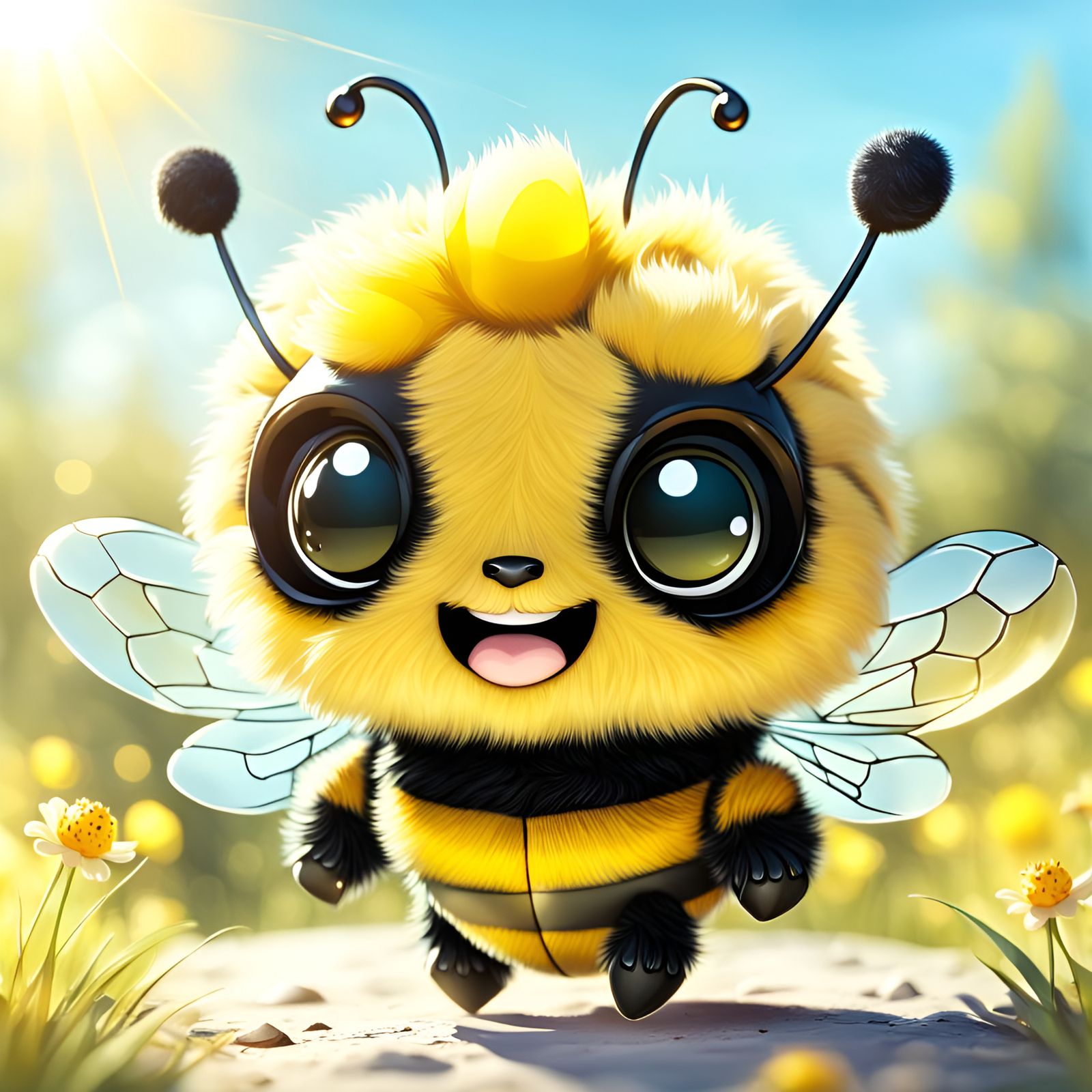 Adorable Chibi Bumblebee on a Sunny Day